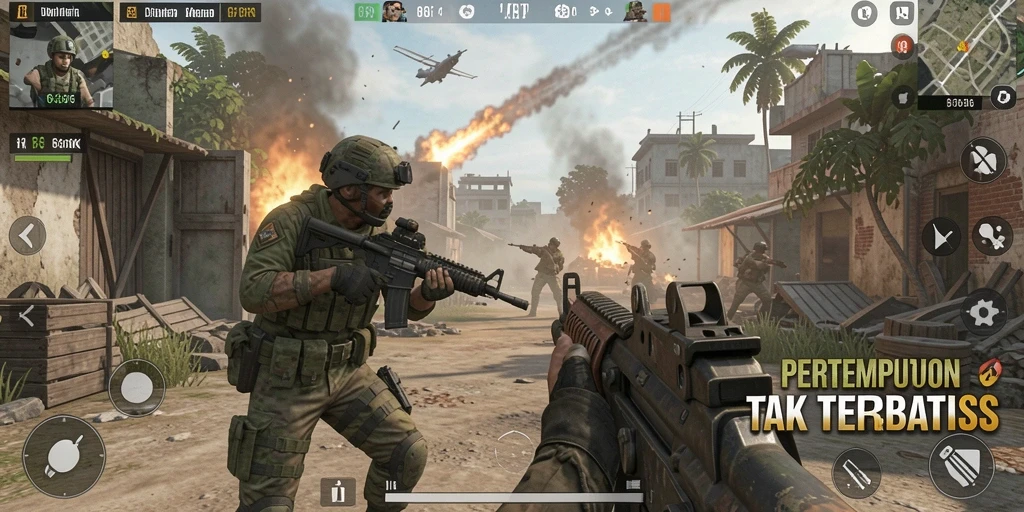 Tampilan gameplay seru di 66K dengan aksi FPS yang mendebarkan.