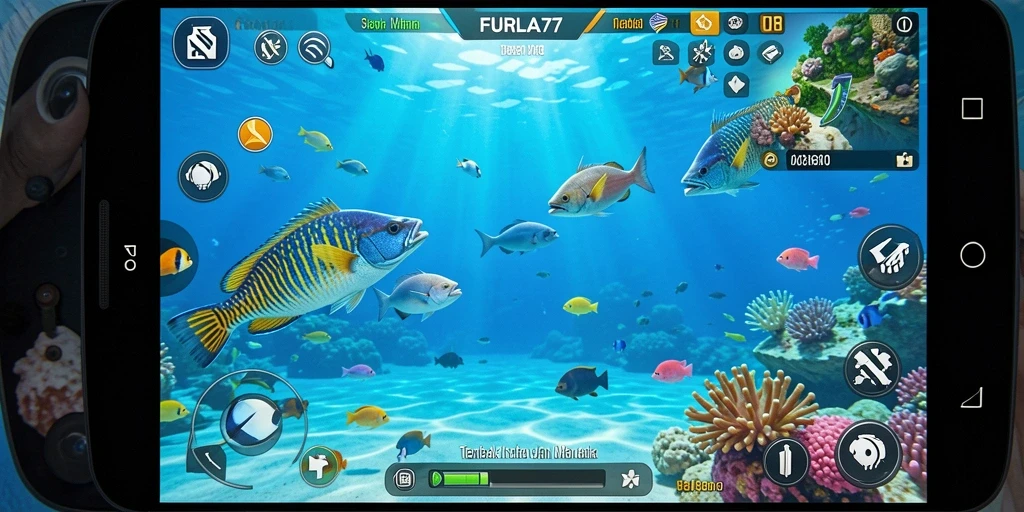 Screenshot menampilkan aksi seru berburu ikan di FURLA77.