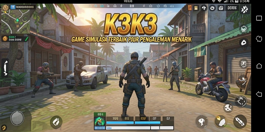 Tangkapan layar gameplay K3K3 menunjukkan dunia simulasi yang menarik dan interaktif.