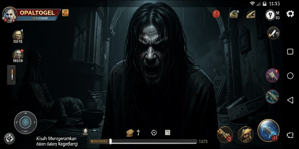 Screenshot gameplay OPALTOGEL dengan suasana horor yang mencekam.