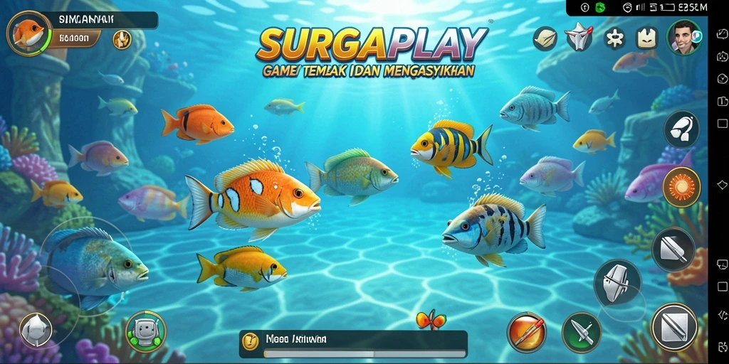 Tangkapan layar utama SURGAPLAY menampilkan aksi Tembak Ikan yang seru.