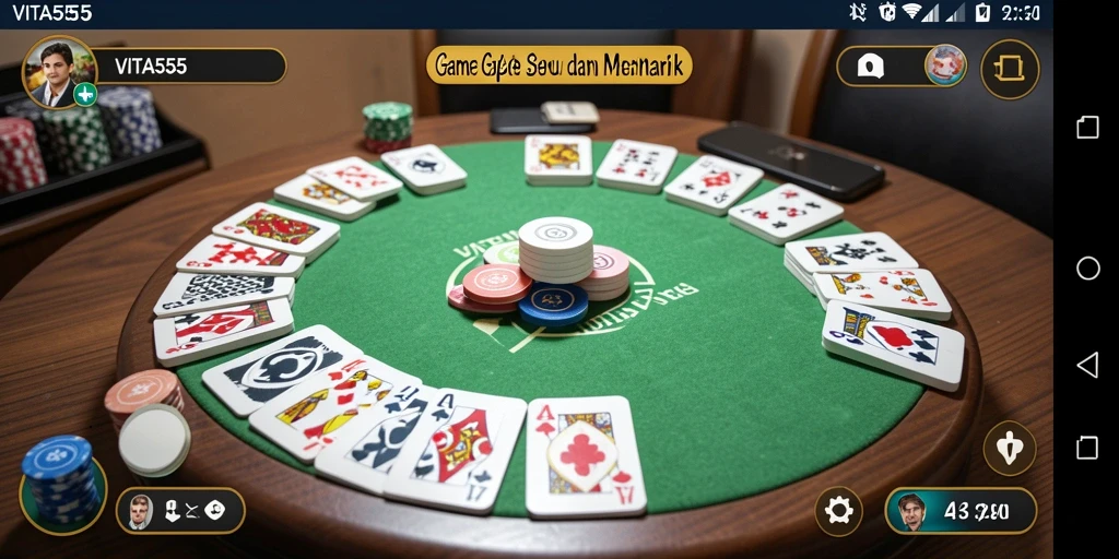 Screenshot gameplay VITA555 yang menunjukkan serunya bermain Gaple.