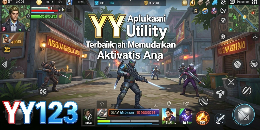 Screenshot utama YY123 menunjukkan antarmuka yang ramah pengguna dan fitur unggulan.
